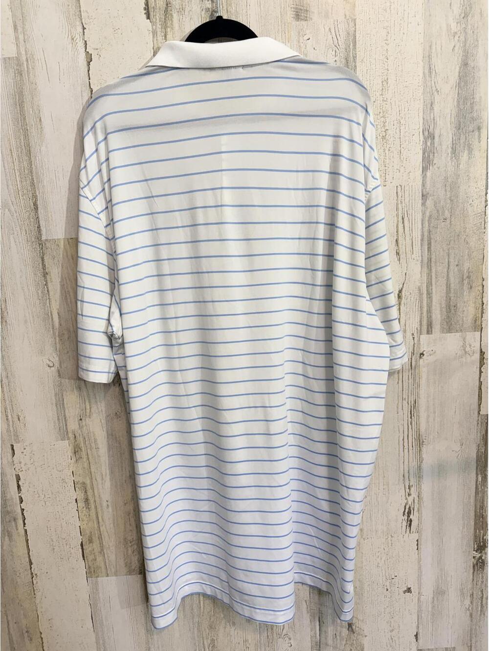 Peter Millar Polo Shirt Men's XL White Blue Stripe Performance Transmiss Logo - Picture 8 of 14